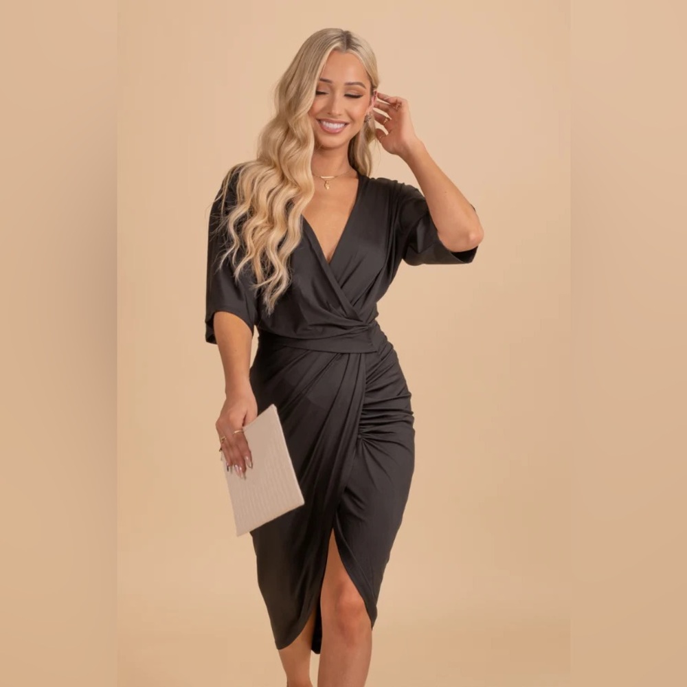 Black Small Now Or Never Faux Wrap Dress